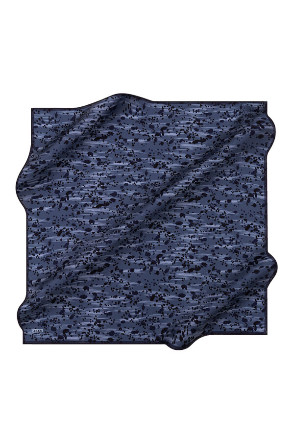 Lacivert 90X90 İpek Twill Eşarp - 1