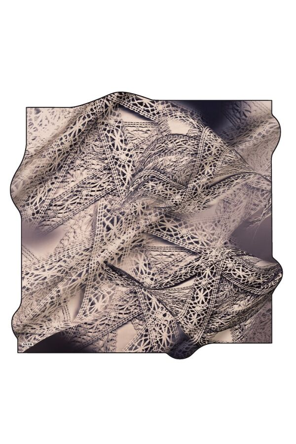 Lacivert 90X90 İpek Twill Eşarp - Aker