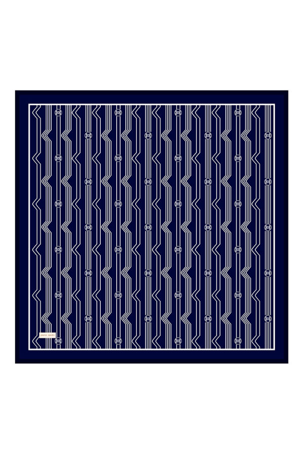 Lacivert 90X90 İpek Twill Eşarp - 1