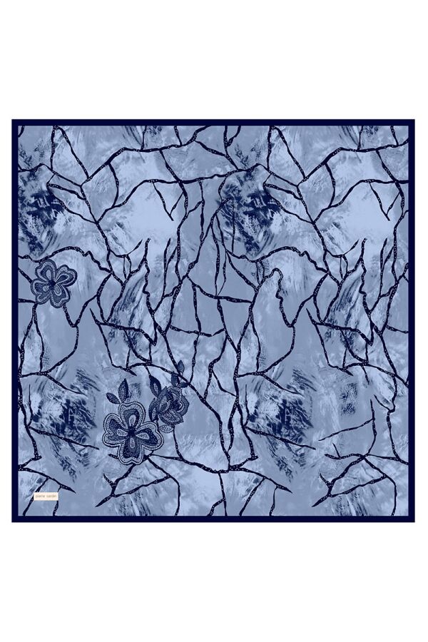 Lacivert 90X90 İpek Twill Eşarp - 1