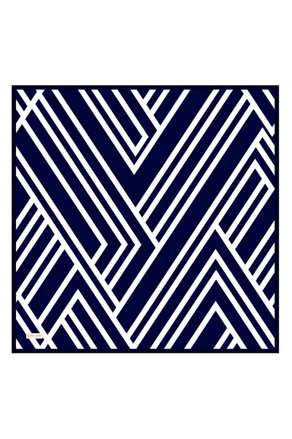 Lacivert 90X90 İpek Twill Eşarp - 1