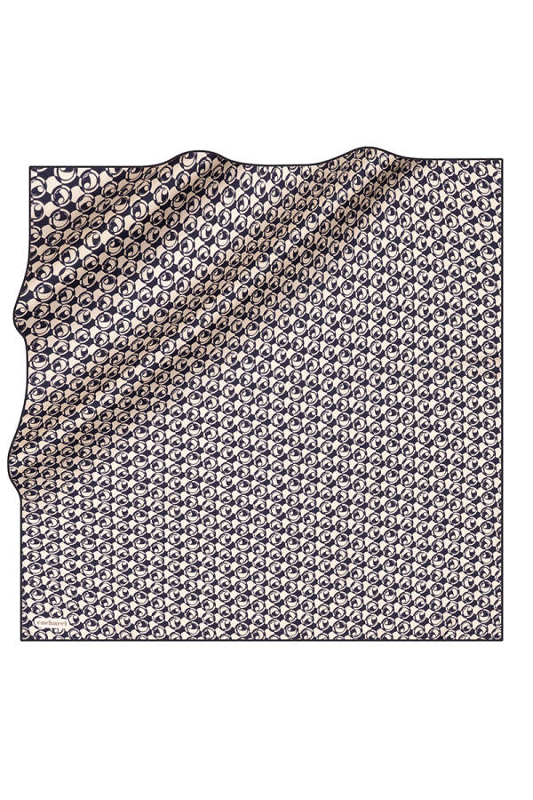 Lacivert 90X90 İpek Twill Eşarp - 1