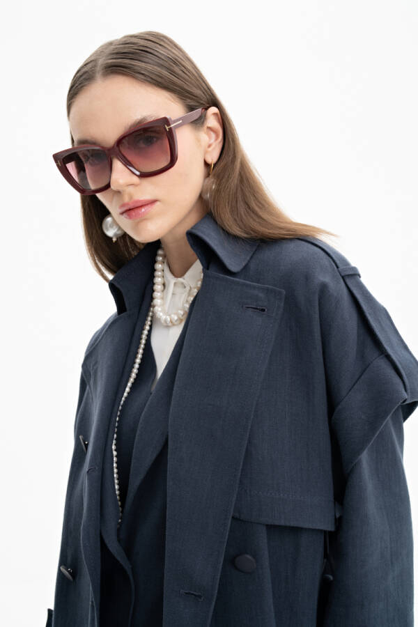 Lacivert Apoletli Keten Yelek - Aker (1)