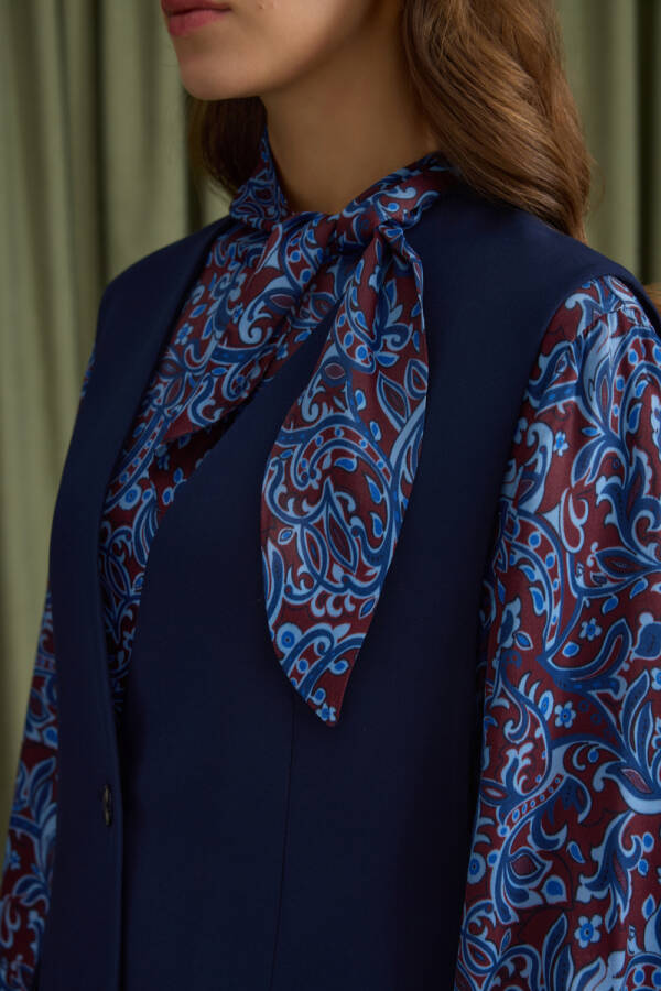 Lacivert Arkası Bant Detaylı Yelek - 5