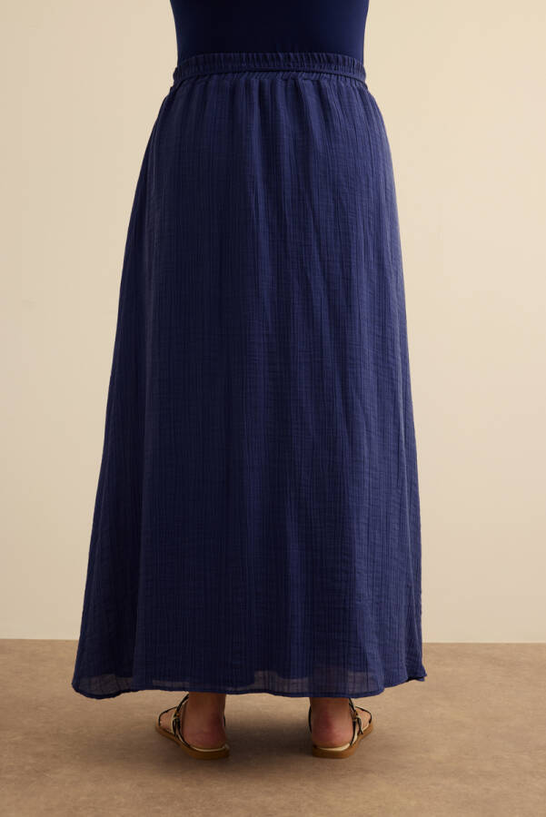 Lacivert Bağcıklı Viscon Etek - 6