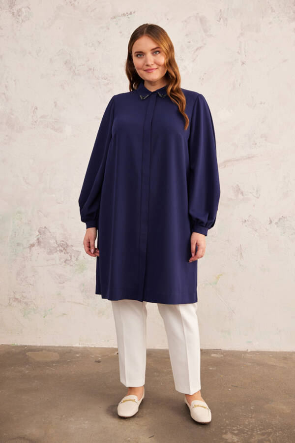 Lacivert Balon Kol Tunik - 2