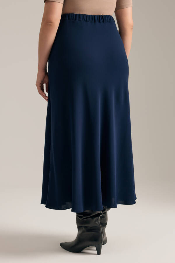 Lacivert Beli Bağcıklı Etek - 5