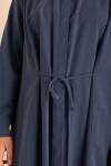 Lacivert Beli Bağcıklı Tencel Cotton Tunik - 3