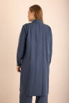 Lacivert Beli Bağcıklı Tencel Cotton Tunik - 5
