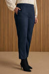 Lacivert Beli Lastik Detaylı Dokuma Pantolon - 4