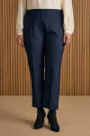 Lacivert Beli Lastik Detaylı Dokuma Pantolon - 2