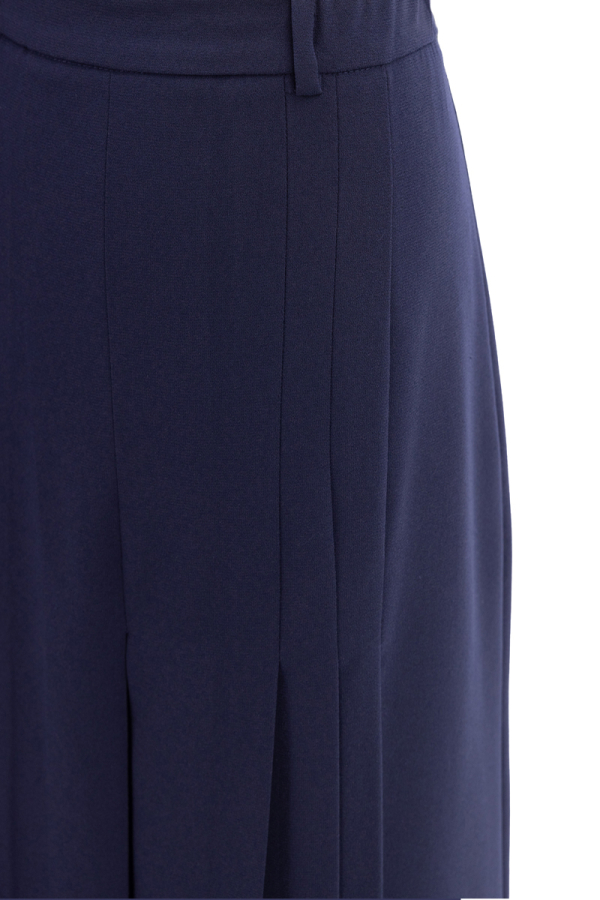 Lacivert Beli Lastik Detaylı Etek - 2