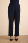 Lacivert Beli Lastik Detaylı Krep Pantolon - 2