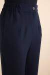 Lacivert Beli Lastik Detaylı Krep Pantolon - 5