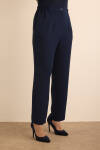 Lacivert Beli Lastik Detaylı Krep Pantolon - 3