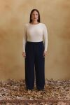 Lacivert Beli Lastik Detaylı Pantolon - 3
