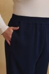 Lacivert Beli Lastik Detaylı Pantolon - 5