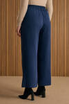 Lacivert Beli Lastik Detaylı Tencel Pantolon Etek - 5