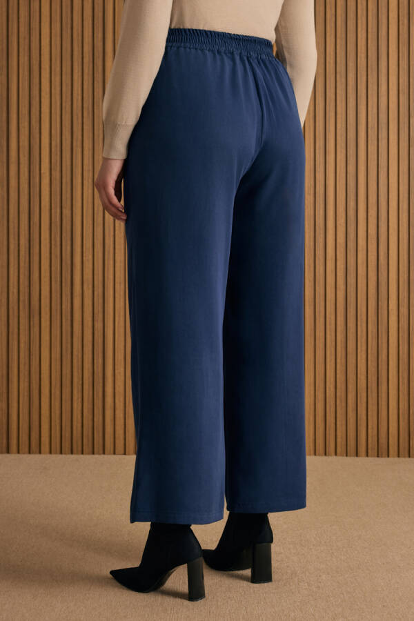 Lacivert Beli Lastik Detaylı Tencel Pantolon Etek - 5