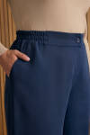 Lacivert Beli Lastik Detaylı Tencel Pantolon Etek - 4