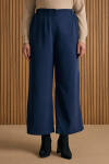 Lacivert Beli Lastik Detaylı Tencel Pantolon Etek - 2