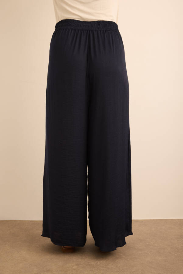 Lacivert Beli Lastikli Bol Pantolon - 6