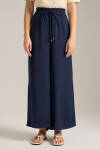 Lacivert Beli Lastikli Bol Pantolon - 3