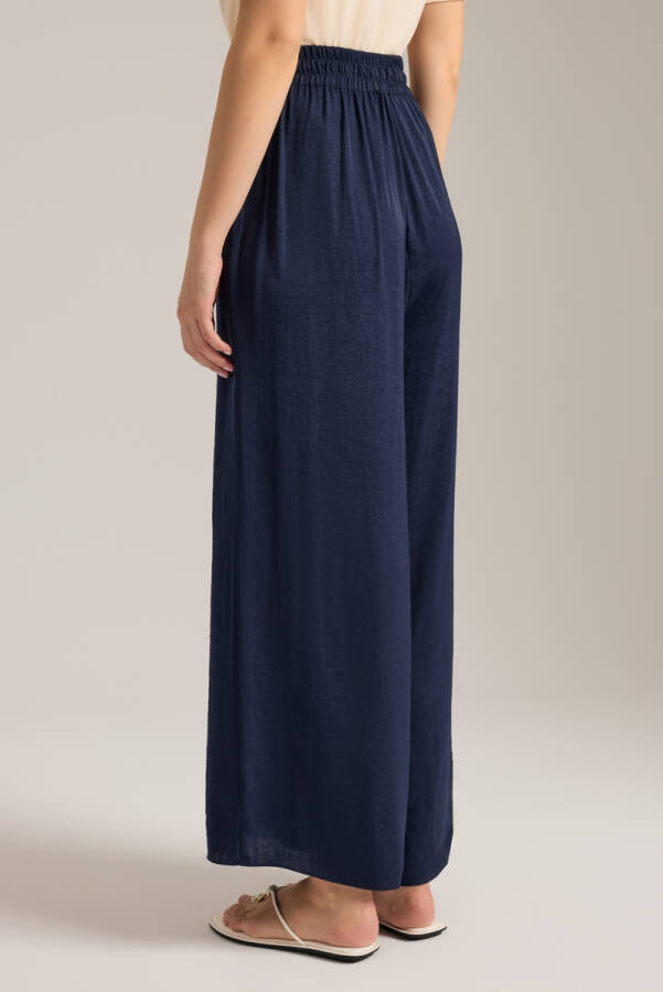 Lacivert Beli Lastikli Bol Pantolon - 6