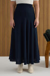 Lacivert Beli Lastikli Etek - 3