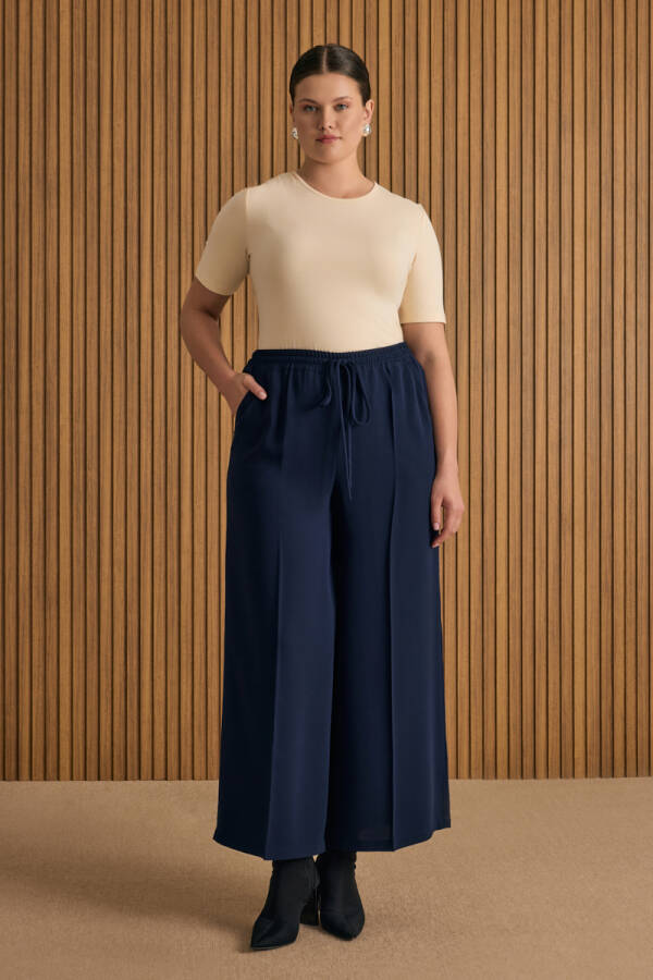 Lacivert Beli Lastikli Pantolon - Aker