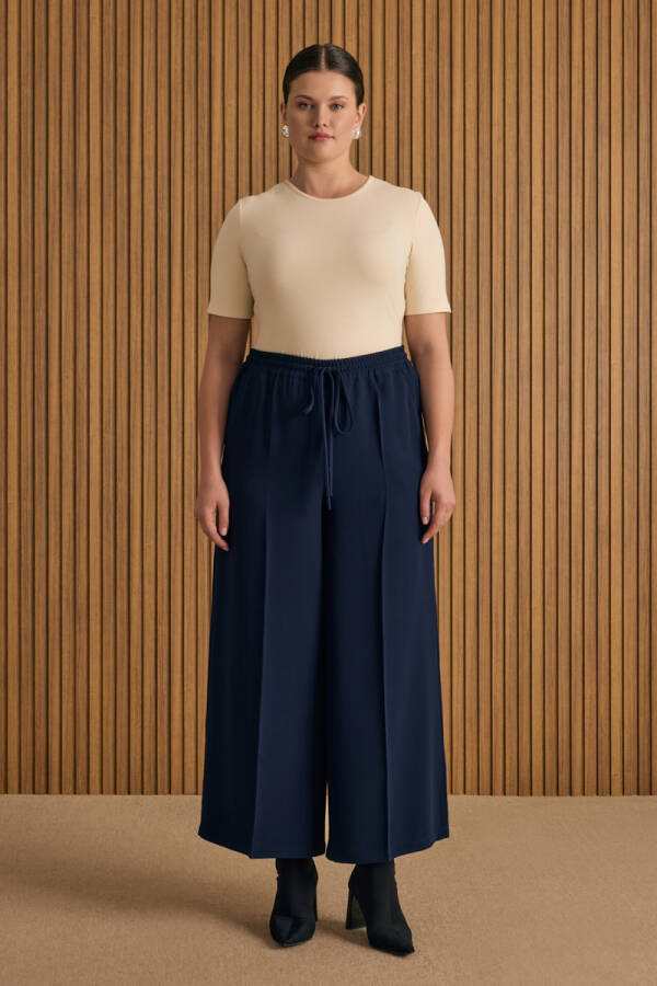 Lacivert Beli Lastikli Pantolon - Aker (1)