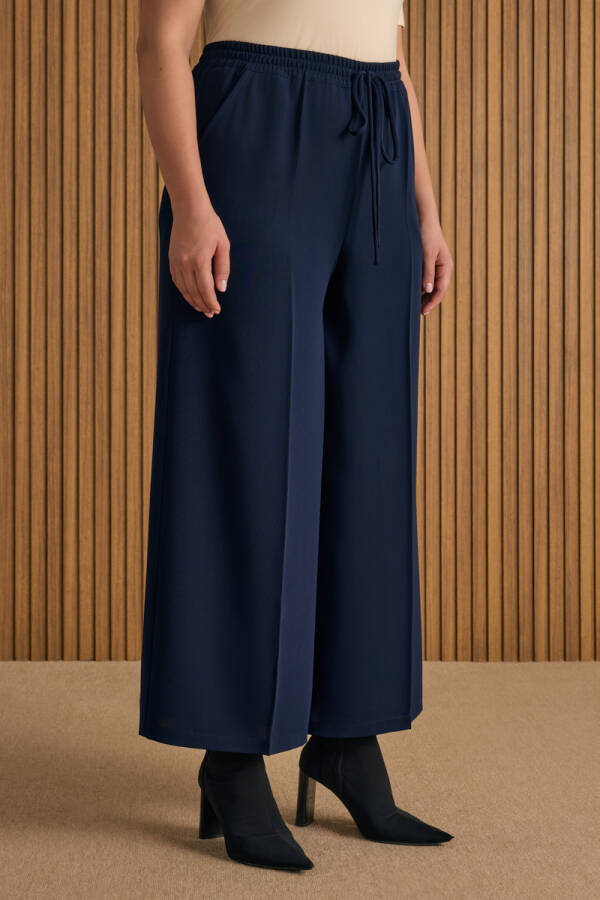 Lacivert Beli Lastikli Pantolon - 4