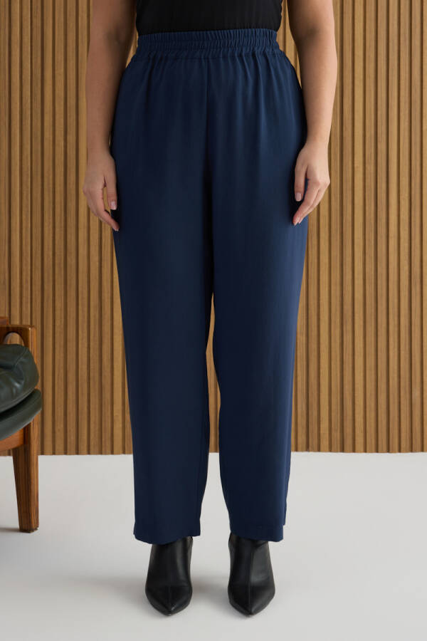 Lacivert Beli Lastikli Pantolon - 2