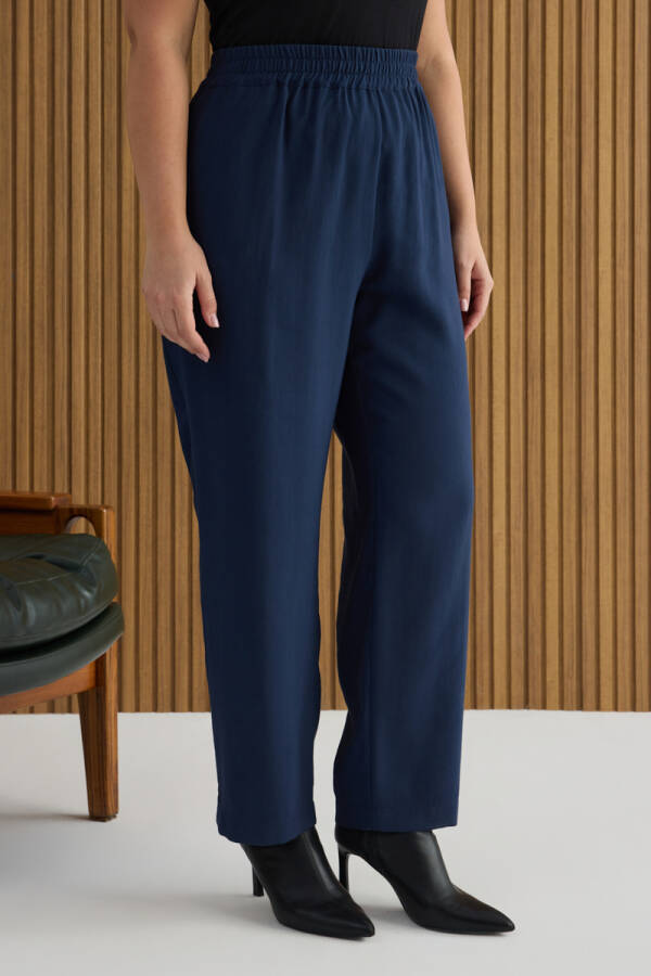 Lacivert Beli Lastikli Pantolon - 3
