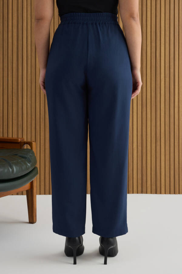Lacivert Beli Lastikli Pantolon - 4