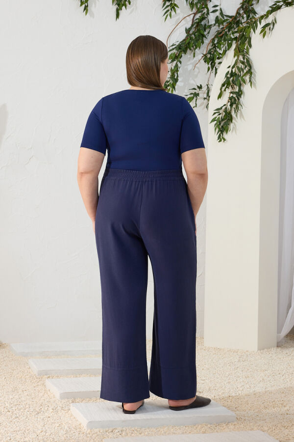 Lacivert Beli Lastikli Pantolon - 7