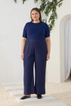 Lacivert Beli Lastikli Pantolon - 3