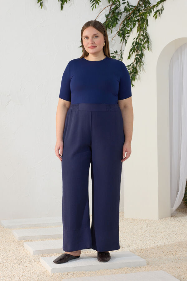 Lacivert Beli Lastikli Pantolon - 3