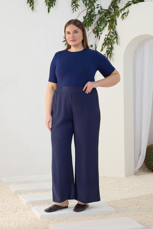 Lacivert Beli Lastikli Pantolon - 5