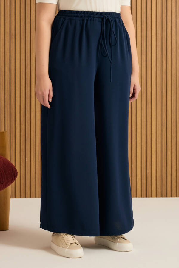 Lacivert Beli Lastikli Pantolon Etek - 3