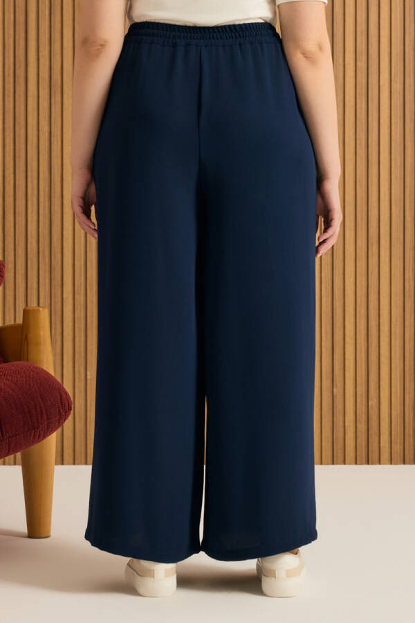 Lacivert Beli Lastikli Pantolon Etek - 6