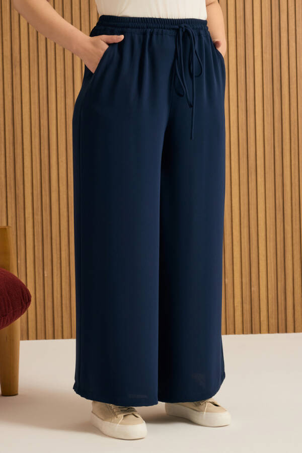 Lacivert Beli Lastikli Pantolon Etek - 4
