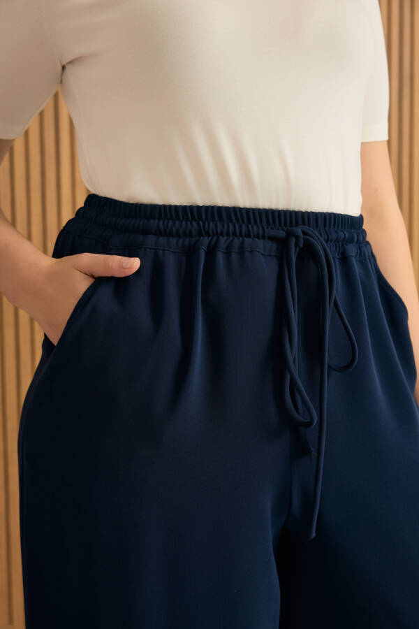 Lacivert Beli Lastikli Pantolon Etek - 5