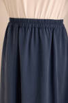 Lacivert Beli Lastikli Tencel Cotton Etek - 4