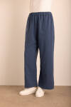 Lacivert Beli Lastikli Tencel Cotton Pantolon - 6