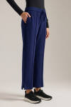 Lacivert Beli Lastikli Viscon Örme Pantolon - 3