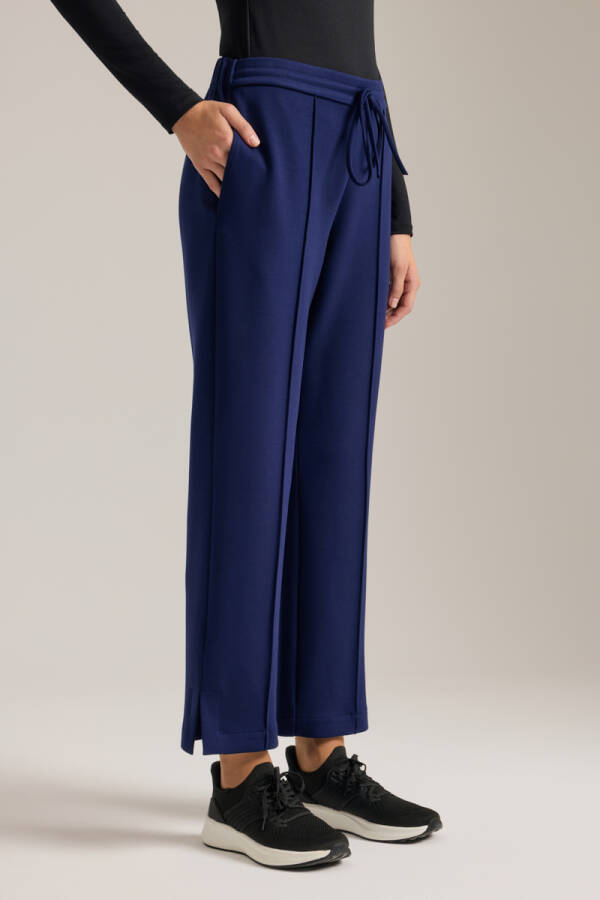 Lacivert Beli Lastikli Viscon Örme Pantolon - 3