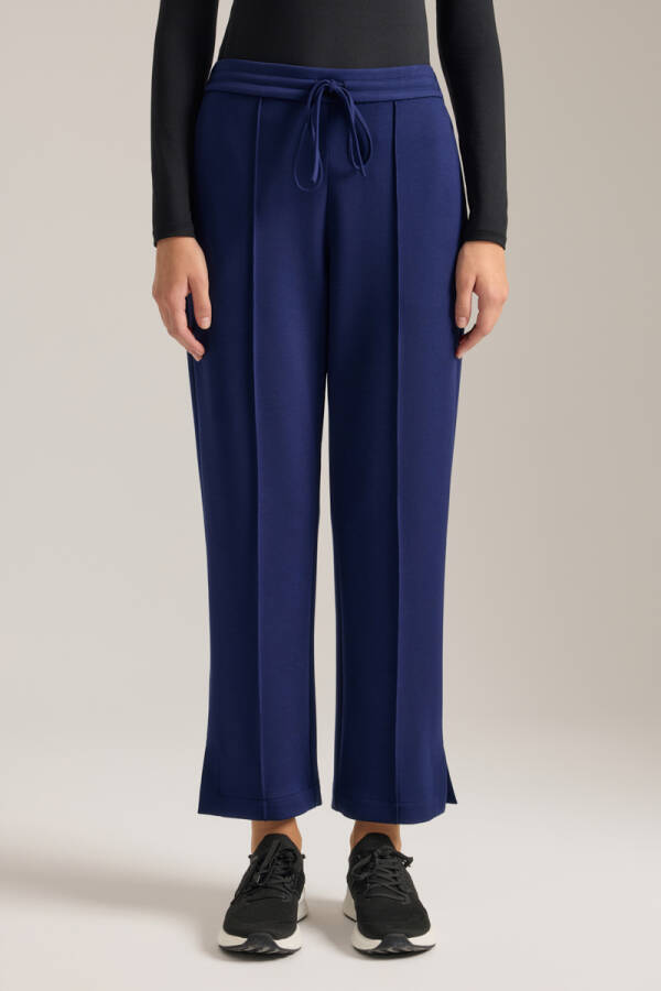 Lacivert Beli Lastikli Viscon Örme Pantolon - 2