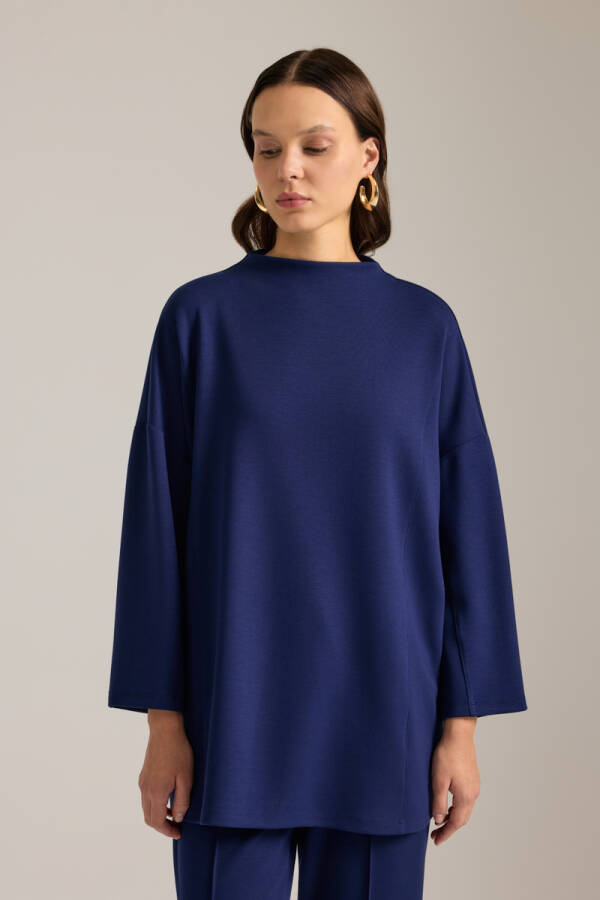 Lacivert Beli Lastikli Viscon Örme Pantolon - Aker