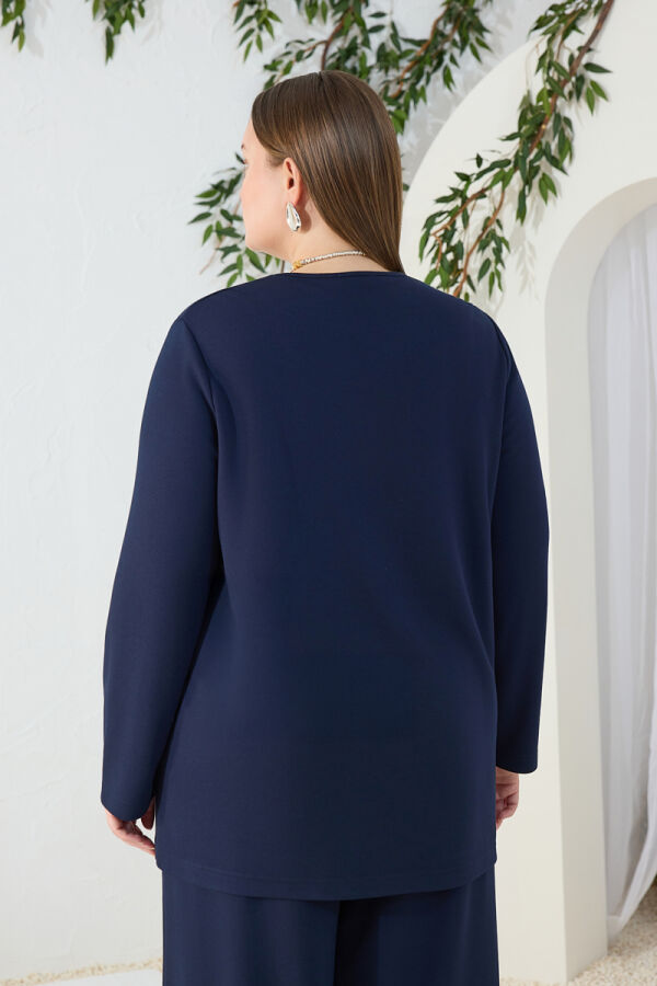 Lacivert Bisiklet Yaka Rahat Body - 6